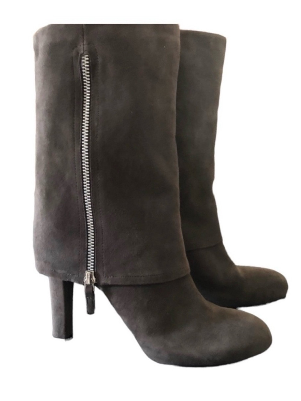 Franco Sarto A Lady Gray Suede Cuff Boots Size 9.5